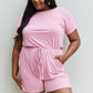 ZENANA Chilled Out Full Size Short Sleeve Romper in Light Carnation Pink