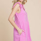 CULTURE CODE Charm Pink Full Size Shoulder Knot Baggy Romper