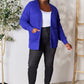 ZENANA Full Size Bright Blue Waffle-Knit Open Front Cardigan