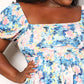 DOUBLE TAKE Floral Square Neck Puff Sleeve Dress
