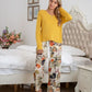 XYM Round Neck Top and Printed Pants Lounge Pajama Set
