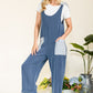 CELESTE Full Size Stripe Contrast Pocket Rib Jumpsuit