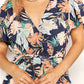 DOUBLE TAKE Botanical Print Surplice Neck Tie Waist Romper