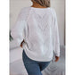 Openwork Buttoned Square Neck Sweater