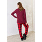 ZENANA Full Size Plaid Round Neck Top and Pants Pajama Set