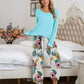XYM Round Neck Top and Printed Pants Lounge Pajama Set