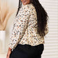 DOUBLE TAKE Printed Tied Plunge Peplum Blouse