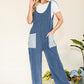 CELESTE Full Size Stripe Contrast Pocket Rib Jumpsuit