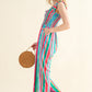AND THE WHY Full Size Striped Smocked Sleeveless Jumpsuit/ S-3XL