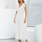 Ruffled Surplice Cap Sleeve Jumpsuit
