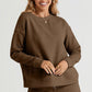 DOUBLE TAKE Full Size Texture Long Sleeve Top and Drawstring Shorts Set