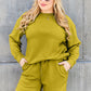 DOUBLE TAKE Full Size Texture Long Sleeve Top and Drawstring Shorts Set