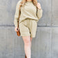 DOUBLE TAKE Full Size Texture Long Sleeve Top and Drawstring Shorts Set