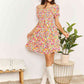 DOUBLE TAKE Smocked Sweetheart Neck Flounce Sleeve Mini Dress