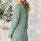 BASIC BAE Full Size Ribbed Round Neck Long Sleeve Slit Top/ S-3XL