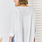 ZENANA Full Size Waffle Knit V-Neck Long Sleeve Slit Top
