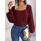Cable-Knit Square Neck Long Sleeve Sweater