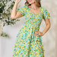 DOUBLE TAKE Smocked Scoop Neck Flounce Sleeve Mini Dress