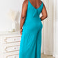 DOUBLE TAKE Full Size Soft Rayon Spaghetti Strap Tied Wide Leg Jumpsuit