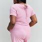 ZENANA Chilled Out Full Size Short Sleeve Romper in Light Carnation Pink