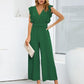 Ruffled Surplice Cap Sleeve Jumpsuit