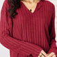 BASIC BAE Full Size Notched Long Sleeve Top and Pants Set