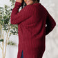 BASIC BAE Full Size Ribbed Round Neck Long Sleeve Slit Top/ S-3XL