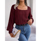 Cable-Knit Square Neck Long Sleeve Sweater
