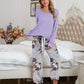 XYM Round Neck Top and Printed Pants Lounge Pajama Set