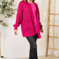 ZENANA Full Size Magenta Waffle-Knit Open Front Cardigan