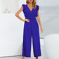 Ruffled Surplice Cap Sleeve Jumpsuit