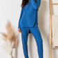 BASIC BAE Full Size Ribbed Round Neck High-Low Slit Top and Pants Set