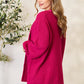 ZENANA Full Size Magenta Waffle-Knit Open Front Cardigan