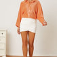 Textured Sherbet Button Up Long Sleeve Blouse