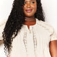 DOUBLE TAKE Pastel Yellow Crochet Buttoned Short Sleeves Top