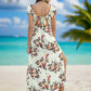 Tied Double-Spit Floral Short Sleeve Dress