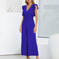 Ruffled Surplice Cap Sleeve Jumpsuit