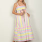 VERY J Striped Woven Smocked Midi Cami Dress
