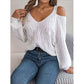 Cable-Knit Cold Shoulder Long Sleeve Sweater