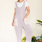 CELESTE Full Size Stripe Contrast Pocket Rib Jumpsuit