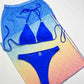Royal Blue Gradient Halter Neck Three-Piece Swim Set