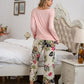 XYM Round Neck Top and Printed Pants Lounge Pajama Set