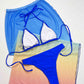 Royal Blue Gradient Halter Neck Three-Piece Swim Set