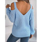 Cable-Knit Cold Shoulder Long Sleeve Sweater