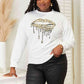 SIMPLY LOVE Graphic Dropped Shoulder Round Neck Sweatshirt