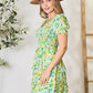 DOUBLE TAKE Smocked Scoop Neck Flounce Sleeve Mini Dress