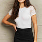 White Sexy Spliced Lace Tied Open Back Bodysuit
