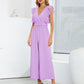 Ruffled Surplice Cap Sleeve Jumpsuit