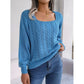 Cable-Knit Square Neck Long Sleeve Sweater