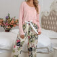 XYM Round Neck Top and Printed Pants Lounge Pajama Set